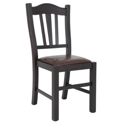 Scaun Silvana, piele ecologica, cadru wenge, culoare maro, 44x96x49 cm