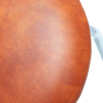 Taburet Sofia, cadru crom, cognac, imitatie piele, 46x45x45 cm - imagine 2