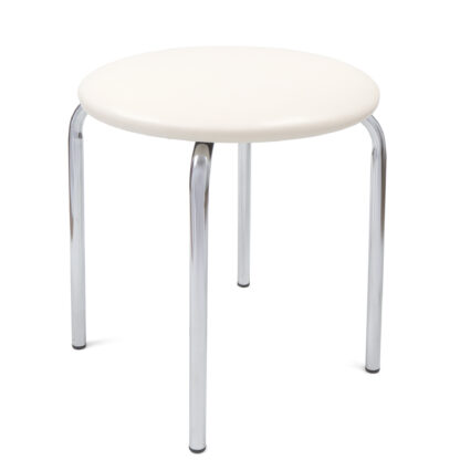 Taburet Sofia, cadru crom, crem, imitatie piele, 46x45x45 cm - imagine 2