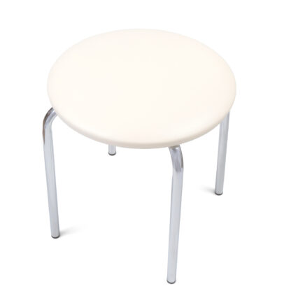Taburet Sofia, cadru crom, crem, imitatie piele, 46x45x45 cm