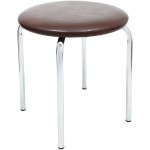Taburet Sofia, cadru crom, maro, imitatie piele, 46x45x45 cm - imagine 2