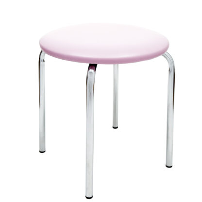 Taburet Sofia, cadru crom, mov, imitatie piele, 46x45x45 cm - imagine 2