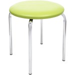 Taburet Sofia, cadru crom, verde, imitatie piele, 46x45x45 cm - imagine 2