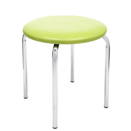 Taburet Sofia, cadru crom, verde, imitatie piele, 46x45x45 cm - imagine 2