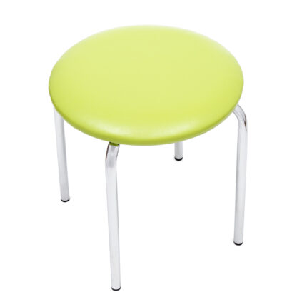 Taburet Sofia, cadru crom, verde, imitatie piele, 46x45x45 cm
