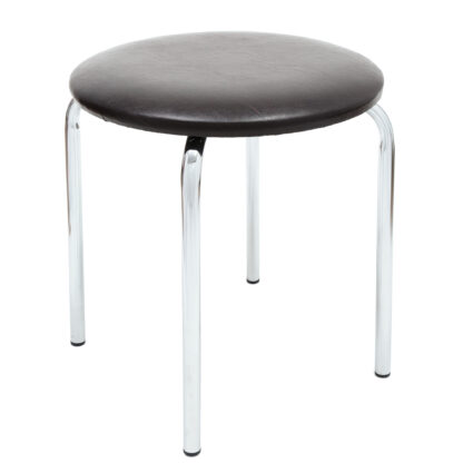 Taburet Sofia, cadru crom, wenge, imitatie piele, 46x45x45 cm - imagine 3