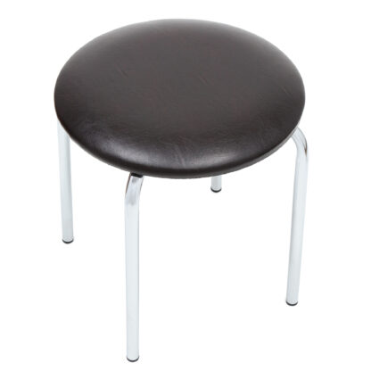 Taburet Sofia, cadru crom, wenge, imitatie piele, 46x45x45 cm