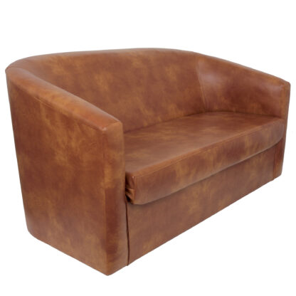 Canapea Tudor, cognac, piele ecologica, 130x68x75 cm - imagine 4