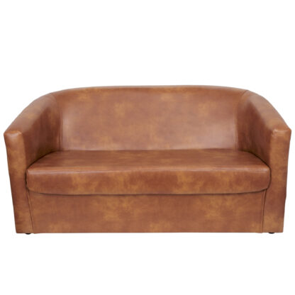 Canapea Tudor, cognac, piele ecologica, 130x68x75 cm