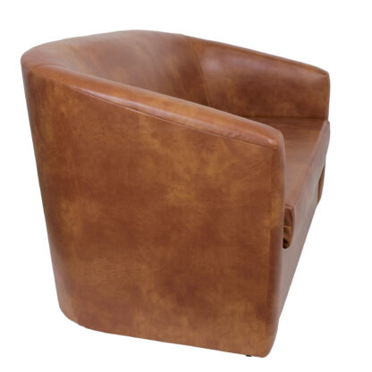 Canapea Tudor, cognac, piele ecologica, 130x68x75 cm - imagine 3