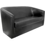 Canapea Tudor, negru, piele ecologica, 130x68x75 cm - imagine 2