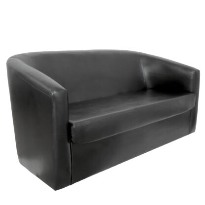 Canapea Tudor, negru, piele ecologica, 130x68x75 cm - imagine 2