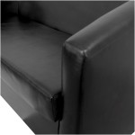 Canapea Tudor, negru, piele ecologica, 130x68x75 cm - imagine 3