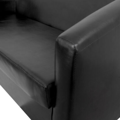 Canapea Tudor, negru, piele ecologica, 130x68x75 cm - imagine 3