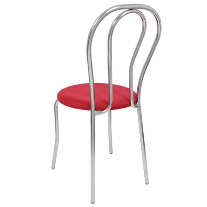 Scaun Tulipan, rosu, 89x40x50 cm, cadru crom, stofa - imagine 3