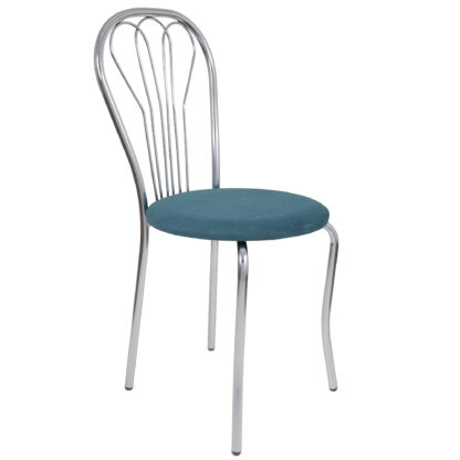 Scaun Vanessa, turcoaz, stofa, cadru cromat, 40x86x48 cm