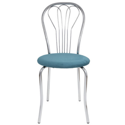 Scaun Vanessa, turcoaz, stofa, cadru cromat, 40x86x48 cm - imagine 3