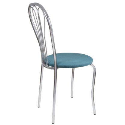 Scaun Vanessa, turcoaz, stofa, cadru cromat, 40x86x48 cm - imagine 2