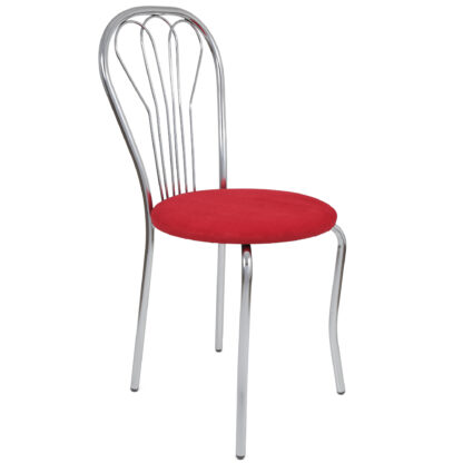 Scaun Vanessa, rosu, stofa, cadru cromat, 40x86x48 cm