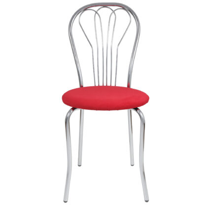 Scaun Vanessa, rosu, stofa, cadru cromat, 40x86x48 cm - imagine 2