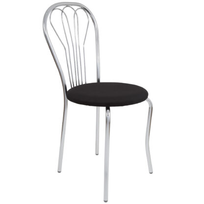 Scaun Vanessa, negru, stofa, cadru cromat, 40x86x48 cm