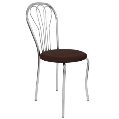 Scaun Vanessa, maro inchis, stofa, cadru cromat, 40x86x48 cm