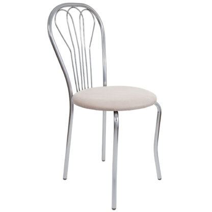 Scaun Vanessa, crem, stofa, cadru cromat, 40x86x48 cm