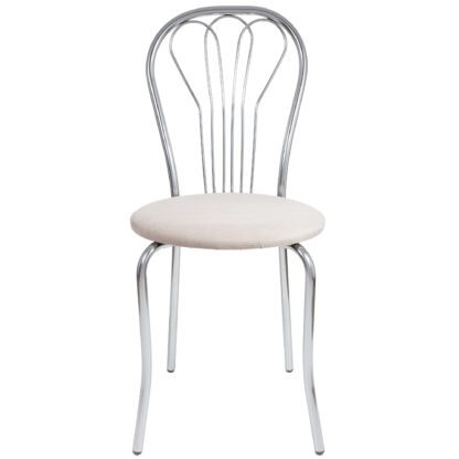 Scaun Vanessa, crem, stofa, cadru cromat, 40x86x48 cm - imagine 3
