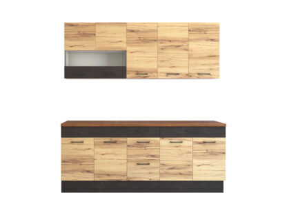 Bucatarie Greta 200 cm, stejar/antracit, blat termic nuc - imagine 3
