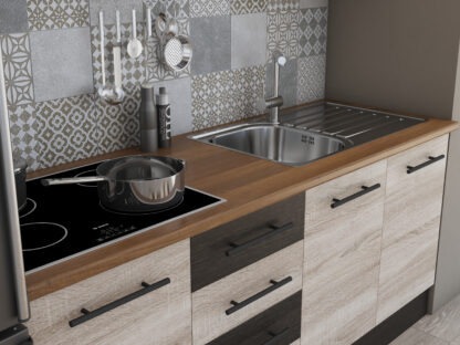 Bucatarie Alfa 180, cu vitrina, sonoma/wenge, blat termic nuc - imagine 6