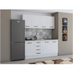 Bucatarie Alfa 180, fara vitrina, alb, blat termic travertin - imagine 2