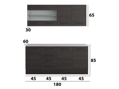 Bucatarie Alfa 180, cu vitrina, wenge, blat termic travertin - imagine 5