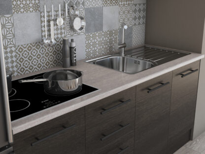 Bucatarie Alfa 180, cu vitrina, wenge, blat termic travertin - imagine 6