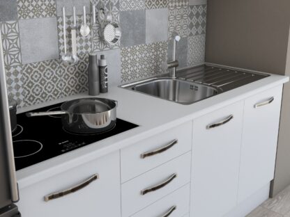 Bucatarie Alfa 180, fara vitrina, alb, blat termic alb - imagine 4