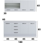 Bucatarie Alfa 180, cu vitrina, alb, blat termic alb - imagine 4