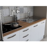 Bucatarie Alfa 180, cu vitrina, alb, blat termic nuc - imagine 3