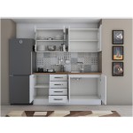 Bucatarie Alfa 180, cu vitrina, alb, blat termic nuc - imagine 4