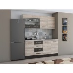 Bucatarie Alfa 180, cu vitrina, sonoma/wenge, blat termic travertin - imagine 2