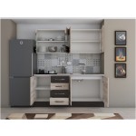 Bucatarie Alfa 180, cu vitrina, sonoma/wenge, blat termic travertin - imagine 6
