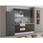 Bucatarie Alfa 180, cu vitrina, wenge/alb, blat termic alb - imagine 2