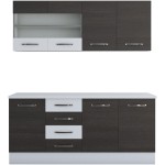 Bucatarie Alfa 180, cu vitrina, wenge/alb, blat termic alb - imagine 3