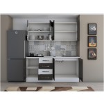 Bucatarie Alfa 180, cu vitrina, wenge/alb, blat termic alb - imagine 6