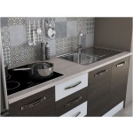 Bucatarie Alfa 180, cu vitrina, wenge/alb, blat termic travertin - imagine 5
