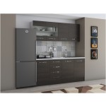 Bucatarie Alfa 180, cu vitrina, wenge, blat termic alb - imagine 2