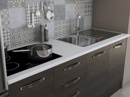 Bucatarie Alfa 180, cu vitrina, wenge, blat termic alb - imagine 5