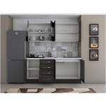 Bucatarie Alfa 180, cu vitrina, wenge, blat termic alb - imagine 6
