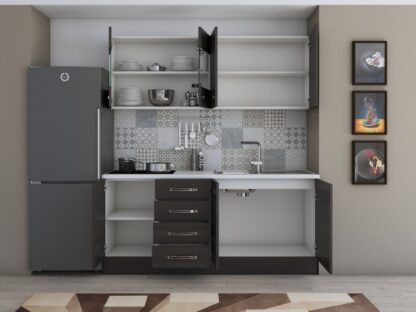 Bucatarie Alfa 180, cu vitrina, wenge, blat termic alb - imagine 6