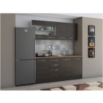 Bucatarie Alfa 180, cu vitrina, wenge, blat termic nuc - imagine 2