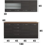 Bucatarie Alfa 180, cu vitrina, wenge, blat termic nuc - imagine 4