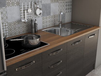 Bucatarie Alfa 180, cu vitrina, wenge, blat termic nuc - imagine 5